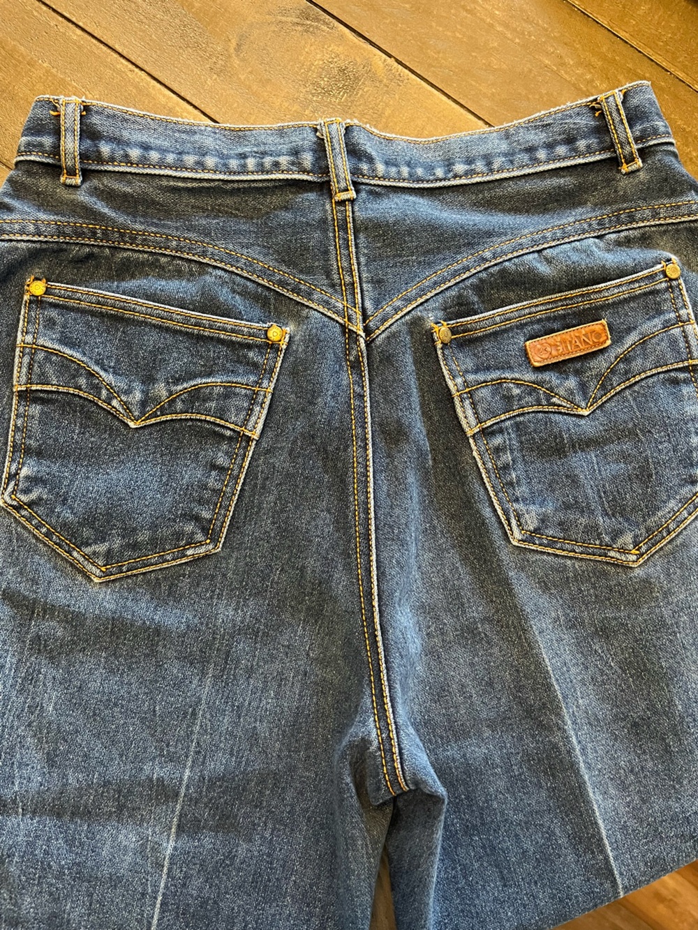 Vintage 80s Gitano Dark Blue Boot Cut Jeans‎ with Contrast stitching